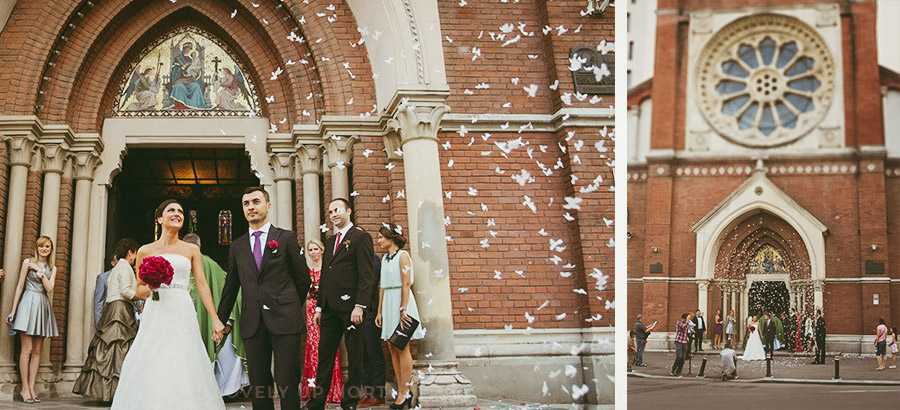 Yorkshire photographer capturing a newly wed couple as they leave the religious ceremony inside a church