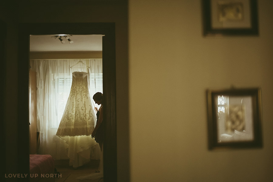 Yorkshire photographer capturing the portrait of a bride and her dress