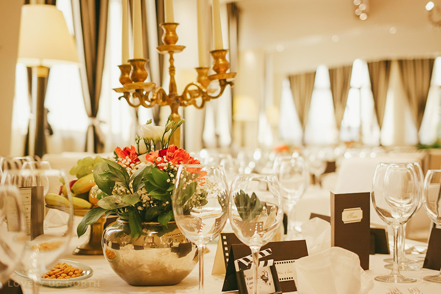 Yorkshire photographer capturing details of a restaurant decorated for a wedding
