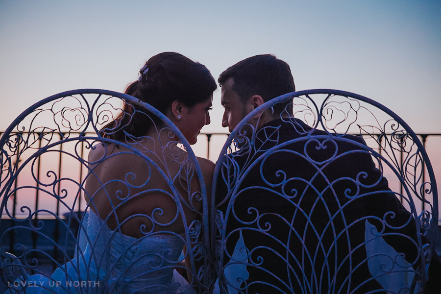 Yorkshire photographer capturing a tender moment of a newly wed couple